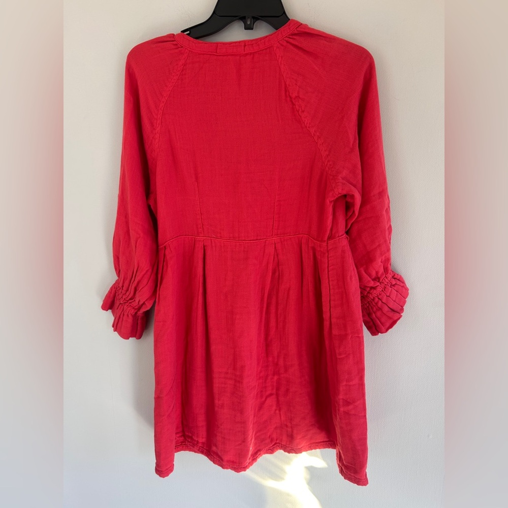 FREE PEOPLE CP SHADES Babydoll Double Cloth V-Neck Boho Tunic Mini Dress Red XS - Picture 10 of 12